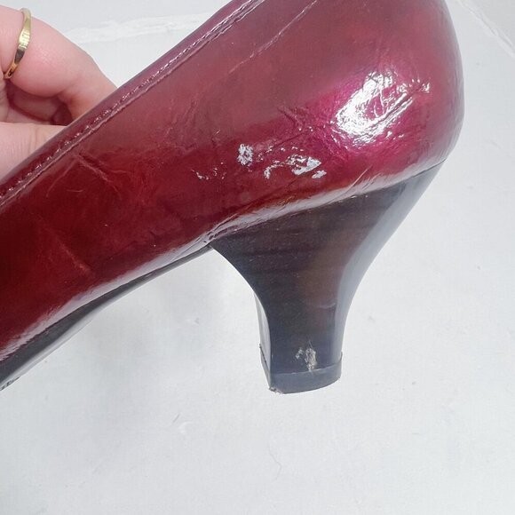 Aerosoles Wise Guy Red Patent Leather Pumps Heels Cherry Red Burgundy Size 8.5 - Picture 9 of 10
